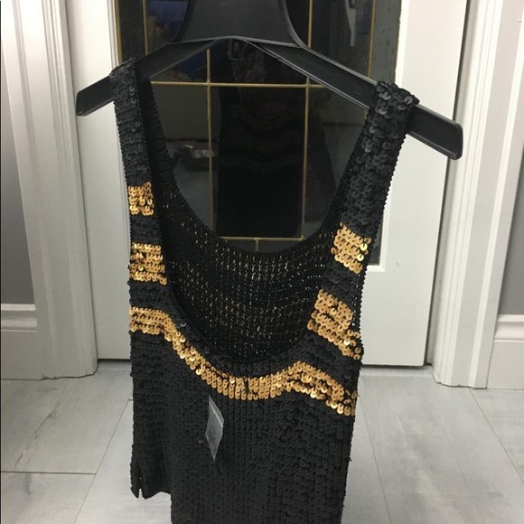 NEW Sequins Top Black/Gold - Elegant - Picture 4 of 6